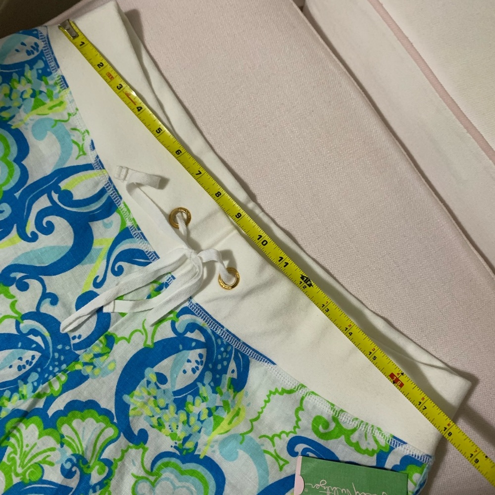 XL NWT Lilly Pulitzer Beach Pants Linen Resort White Crystal Coast Mini Cotton